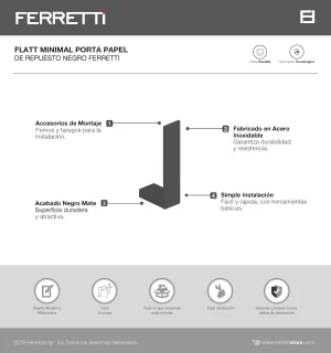 Porta Papel Flatt Minimal Negro de Repuesto - Image 2