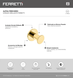 Alpha Perchero Dorado Brillante Ferretti - Image 2