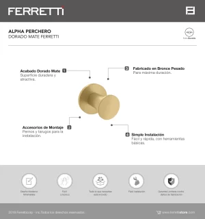 Alpha Perchero Dorado Mate Ferretti - Image 2
