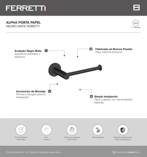 Alpha Porta papel Negro Mate Ferretti - Image 2