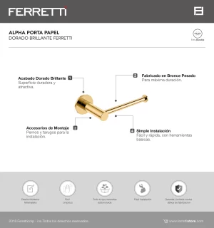 Alpha Porta papel Dorado Brillante Ferretti - Image 2