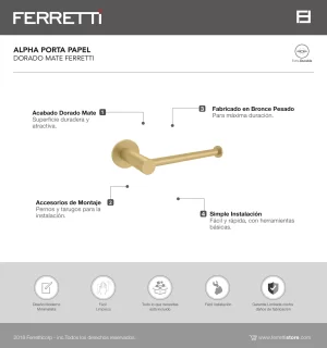 Alpha Porta papel Dorado Mate Ferretti - Image 2