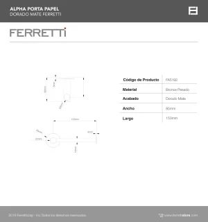 Alpha Porta papel Dorado Mate Ferretti - Image 3