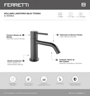 Holland Lavatorio Bajo al Mueble Titanio Ferretti - Image 2