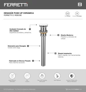 Desague Push Up Ceramica Ferretti C/Rebose - Image 2