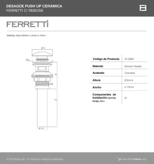 Desague Push Up Ceramica Ferretti C/Rebose - Image 3