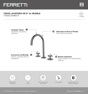 Cross Lavatorio de 8″ al Mueble Titanio Ferretti - Image 2