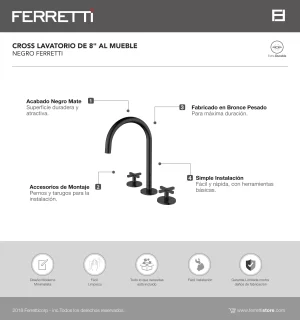 Cross Lavatorio de 8" al Mueble Negro Ferretti - Image 2