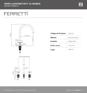 Cross Lavatorio de 8" al Mueble Negro Ferretti - Image 3