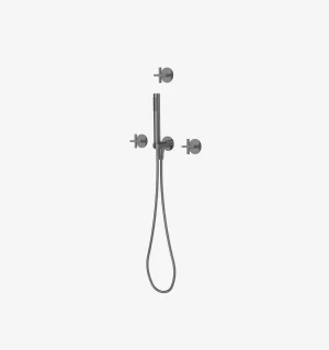 Cross Mezcladora de Ducha con Desviador y Ducha de Mano Titanio Ferretti