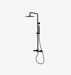 Holland Columna de Ducha con Cabeza Slim 250Mm y Ducha de Mano Negro Ferretti