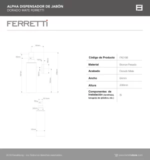Alpha Dispensador de Jabon Dorado Mate Ferretti - Image 3