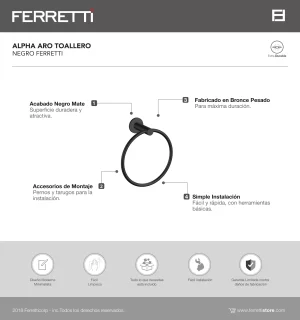 Alpha Aro Toallero Negro Ferretti - Image 2