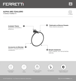 Alpha Aro Toallero Titanio Ferretti - Image 2