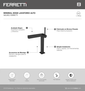 Minimal Edge Lavatorio Alto Negro Ferretti - Image 2