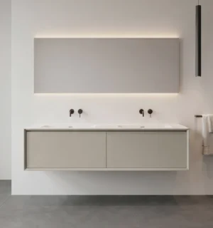 Mueble de Baño Kronos Latte De 1600x470x400Mm Con Tablero de Matt Signature