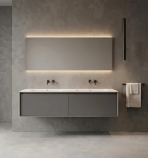 Mueble de Baño Kronos Dark Grey De 1600x470x410Mm con Tablero Matt Signature