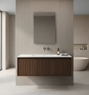Mueble de Baño Strattos Nogal De 1200x480x419Mm con Tablero Matt Signature