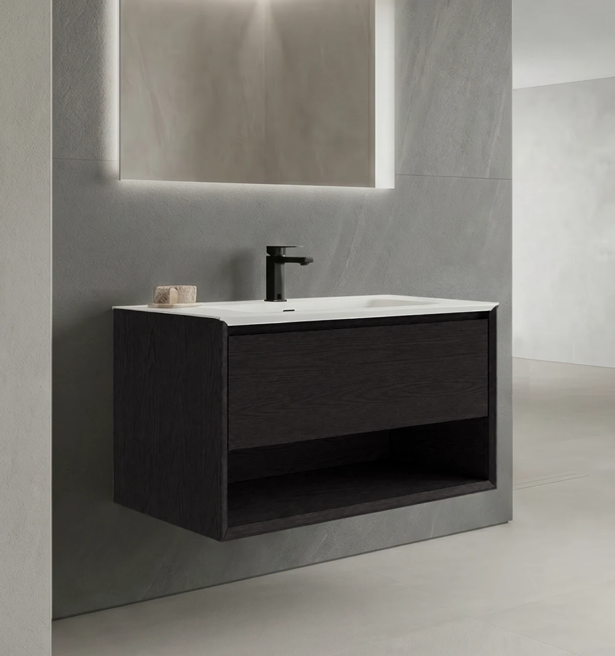 portada-mueble-FA12868 Mueble de Baño Kronos Dark Oak De 800x470x510Mm con Tablero Matt Signature - Image 1