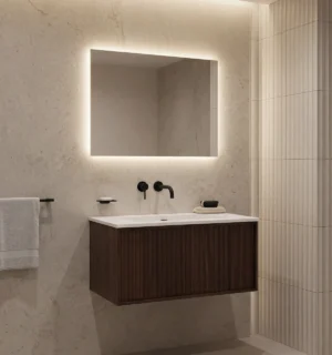 Mueble de Baño Strattos Nogal De 750x480x417Mm con Tablero Matt Signature